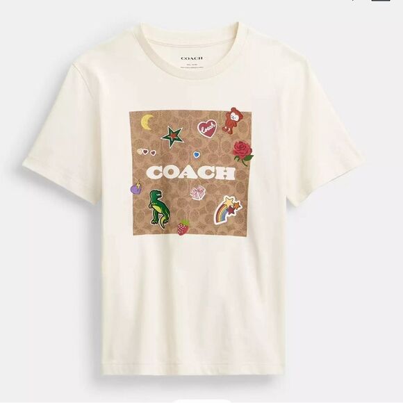 Coach Tops - NWT Coach Signature Square T Shirt With Sticker‎ Patches size S